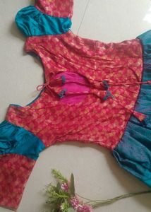 Teal &amp; Pink Embellished Anarkali Dress