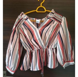 Striped Surplice Top