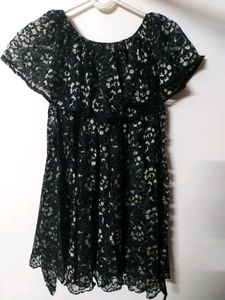 Black net embroidered ethnic and casual frock ❤