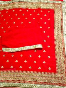 Red Embroidered Saree