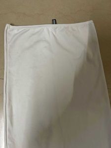 White Ruffle Hem Midi Skirt