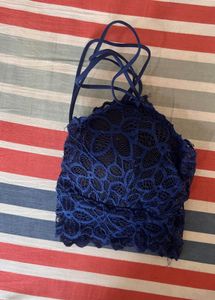 Blue Net Bikini Top