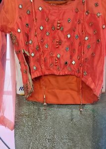 Lehenge Choli Orenge Xxl Size Margin Hai Andar And