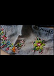 Floral Embroidered Denim Jeans