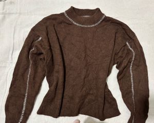Brown Knit Pullover Sweater inspired from rugby