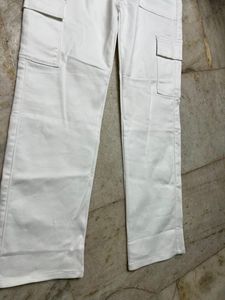 White Wide Leg Cargo