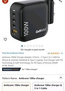 New Ambrane 100 Watt Fast Charger With 4 Port