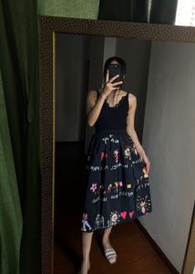 Inspired Children Painting MIKADO Silk MIDI Skirt