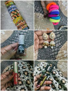 Combo Makeup Items & Bangles 7 Sets