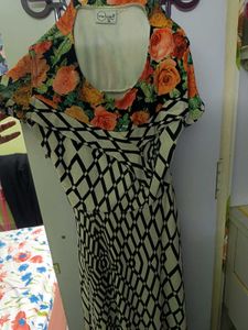 Floral & Geometric Print Dress