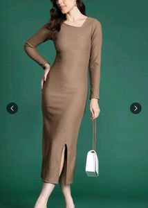 Brown Bodycon Midi Dress