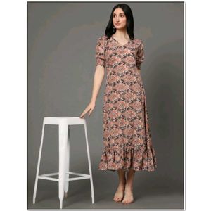 Peach Printed Dress