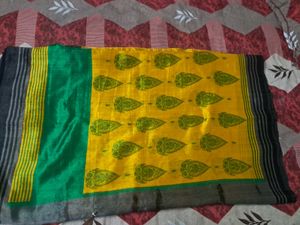 Elegant Yellow & Green Saree