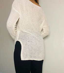 Cream Knit Long Sleeve Top