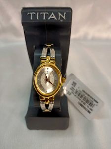 Titan Quartz Analog Silver Dial Two Toned Stainles