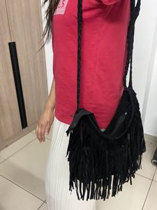 Black Fringed Bag