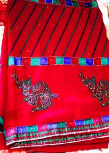 Handloom Cotton Elegant Red Saree 3