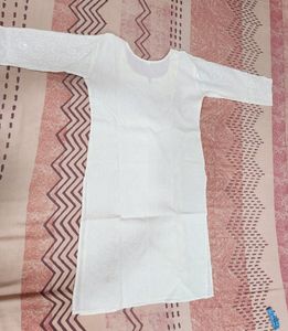White Chickenkari Kurti