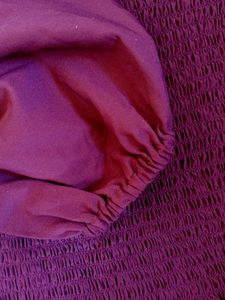 Korean Purple Crop Top With Balloon Sleeves