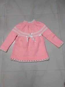 Coral Pink Woolen Frock
