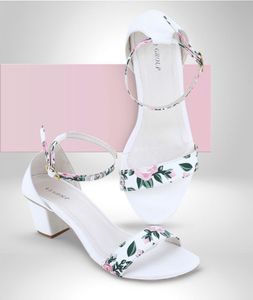 White Floral Heels