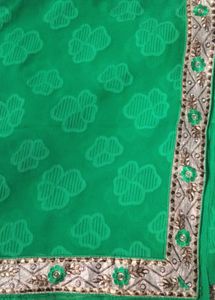 Green Floral Saree♡{Only Saare,No Blouse Piece}
