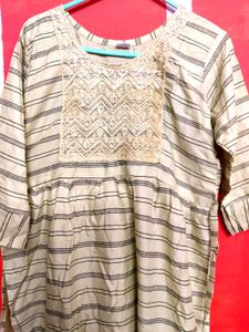 Striped Dress with Embroidery