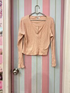 Peach Ribbed Top