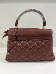 Maroon Quilted Top Handle Bag with Scarf