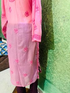 Pink Embroidered Kurti