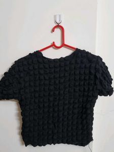 Textured Black T-Shirt