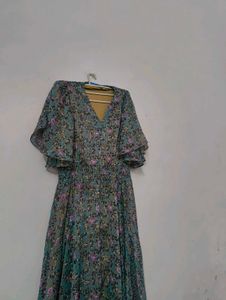 A Line Blue Floral Dress (M)