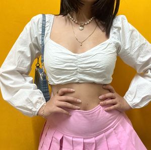 Forever 21 White Cutout Cropped Top
