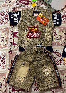 Fancy Tshirt Pants Set With Jacket