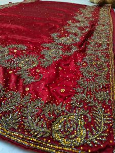 Full Daimond Work Maroon Saree ♥️