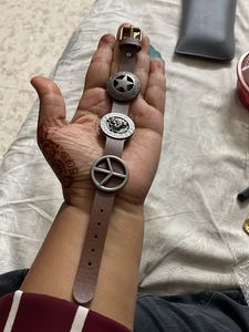Metal And Leather Bracelete