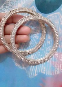Sparkling Silver Bangles (Set of 2)