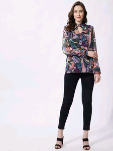 Chiffon Pleated Floral Pink Top