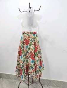 Floral Print Midi Skirt