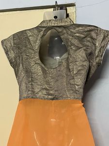 Pintrest Elegant Orange &amp; Silver Maxi Dress