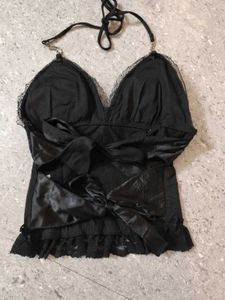 Rhinestone detail halter neck backless corset Top
