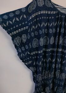 Blue Balloon Top With Butterfly Sleeves