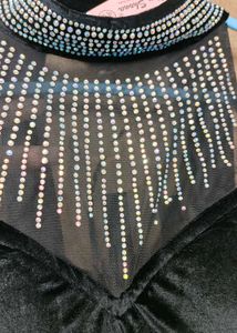 Rhinestone Velvet padded black mermaid gown