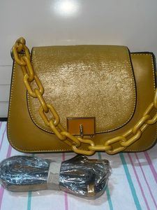 Mustard Structured Classy Handheld Bag