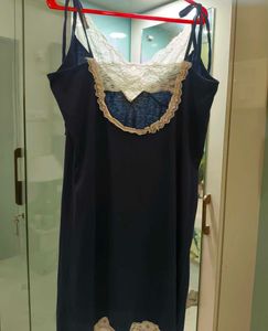 Navy Lace Trim Slip Dress