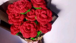 Red Crochet Rose Bouquet 🌹💐💐💐