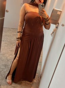 NewMe Elegant Brown Maxi Dress