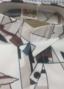 Abstract Print Button-Down Shirt Set