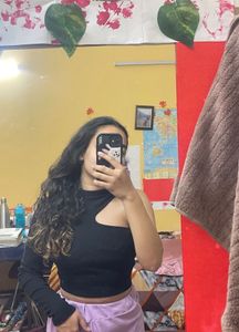 Black Fancy Crop Top