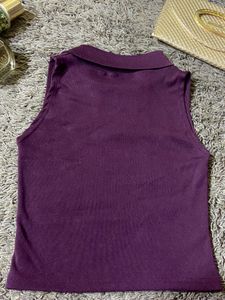 Collar Neck Ribbed Top